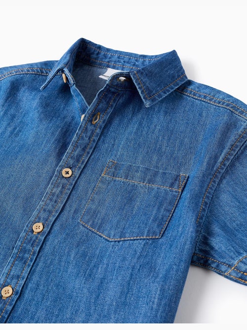 Camisa de manga corta vaquera con bolsillo - Kiabi