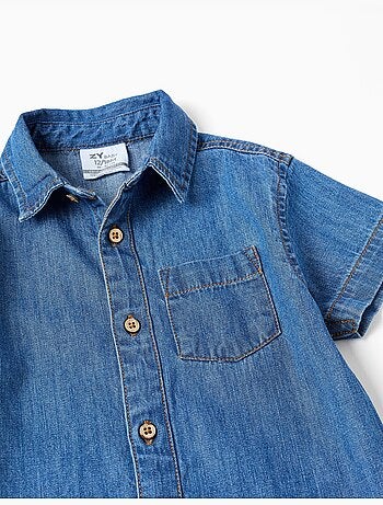 Camisa de manga corta vaquera con bolsillo