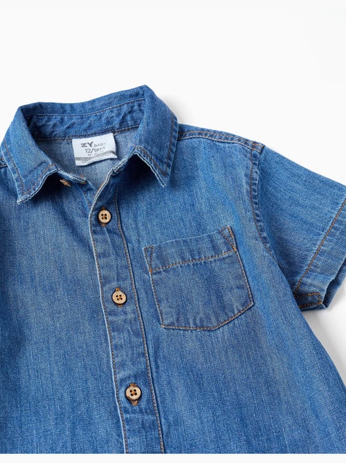 Camisa de manga corta vaquera con bolsillo - Kiabi