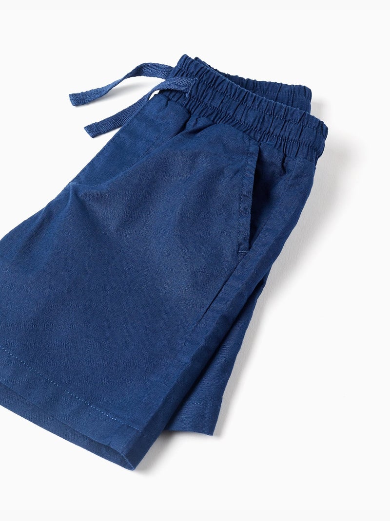 Camisa de manga corta y bermudas de algodón Azul oscuro - Kiabi