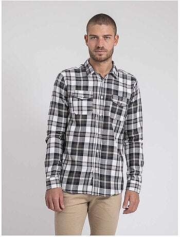 Camisa de manga larga a cuadros de puro algodón franela TELIMAX