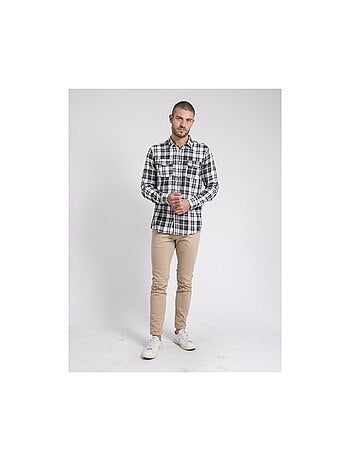 Camisa de manga larga a cuadros de puro algodón franela TELIMAX