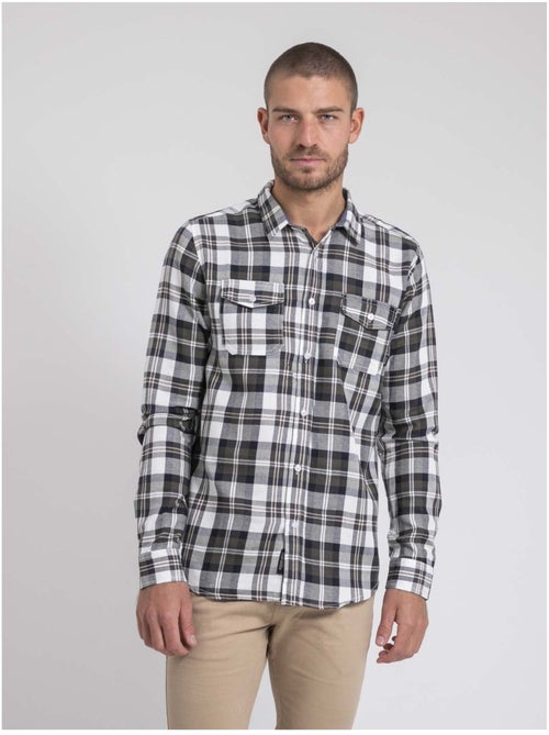 Camisa de manga larga a cuadros de puro algodón franela TELIMAX - Kiabi Camisa de manga larga a cuadros de puro algodón franela TELIMAX - Kiabi
