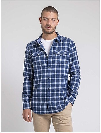 Camisa de manga larga a cuadros de puro algodón franela TOLFOX