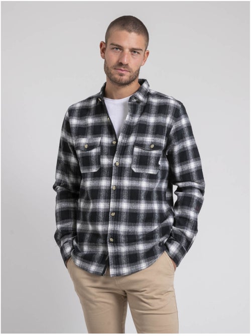 Camisa de manga larga a cuadros de puro algodón TARIPARC - Kiabi Camisa de manga larga a cuadros de puro algodón TARIPARC - Kiabi
