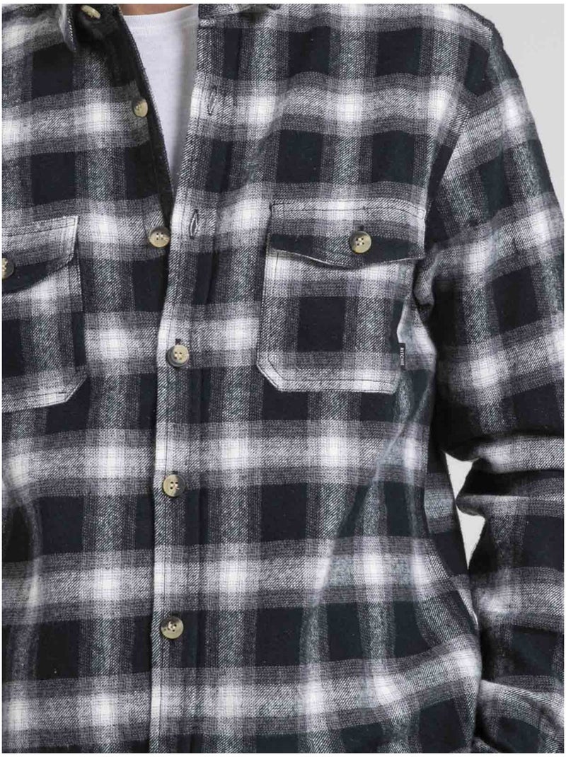 Camisa de manga larga a cuadros de puro algodón TARIPARC Negro - Kiabi