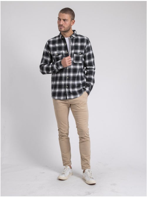 Camisa de manga larga a cuadros de puro algodón TARIPARC - Kiabi Camisa de manga larga a cuadros de puro algodón TARIPARC - Kiabi