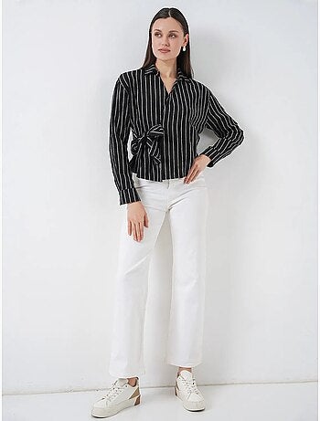 Camisa de manga larga a rayas con detalle de lazo bdart