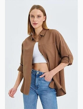 Camisa de manga larga abotonada con bolsillo mixray