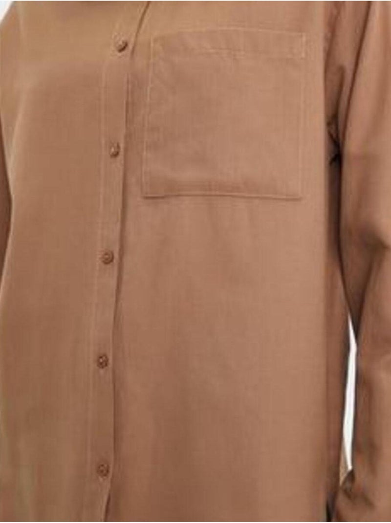 Camisa de manga larga abotonada con bolsillo mixray Marrón - Kiabi