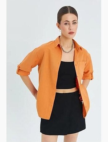 Camisa de manga larga abotonada con bolsillo mixray