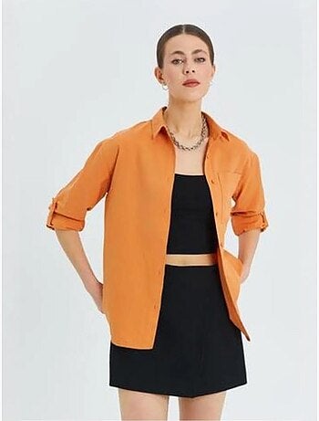 Camisa de manga larga abotonada con bolsillo mixray