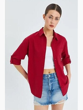 Camisa de manga larga abotonada con bolsillo mixray