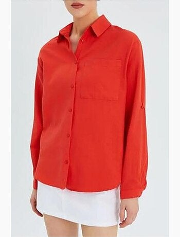 Camisa de manga larga abotonada con bolsillo mixray