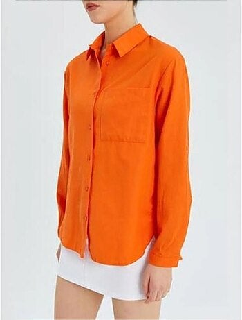 Camisa de manga larga abotonada con bolsillo mixray