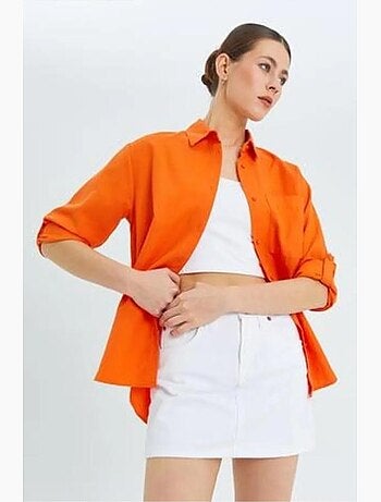 Camisa de manga larga abotonada con bolsillo mixray