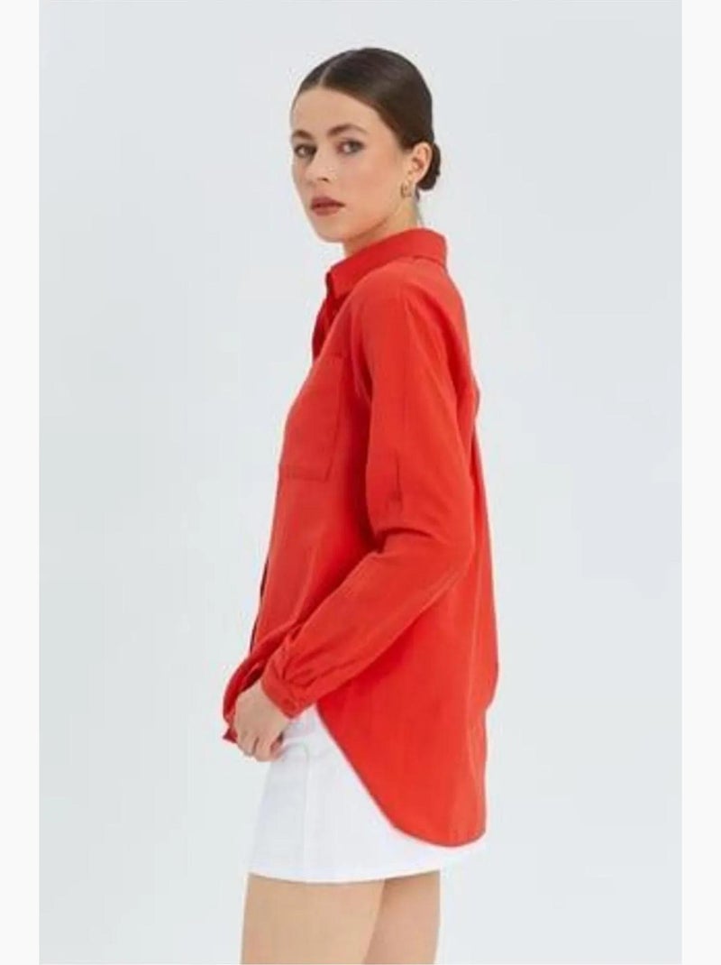Camisa de manga larga abotonada con bolsillo mixray Rojo - Kiabi