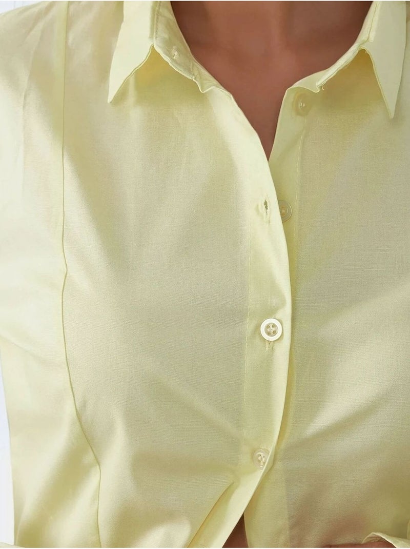 Camisa de manga larga ajustada hiccup Amarillo limón - Kiabi