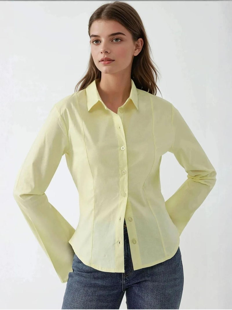 Camisa de manga larga ajustada hiccup Amarillo limón - Kiabi