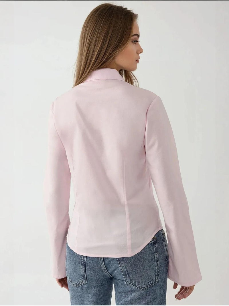 Camisa de manga larga ajustada hiccup Rosa pálido - Kiabi