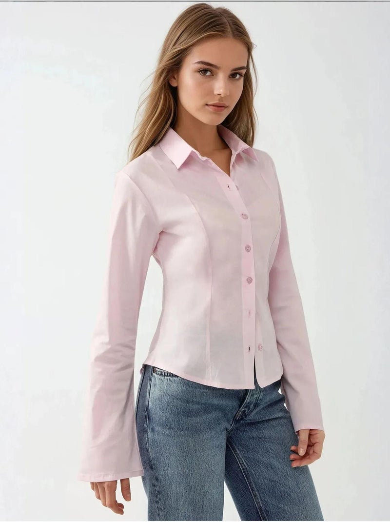 Camisa de manga larga ajustada hiccup Rosa pálido - Kiabi