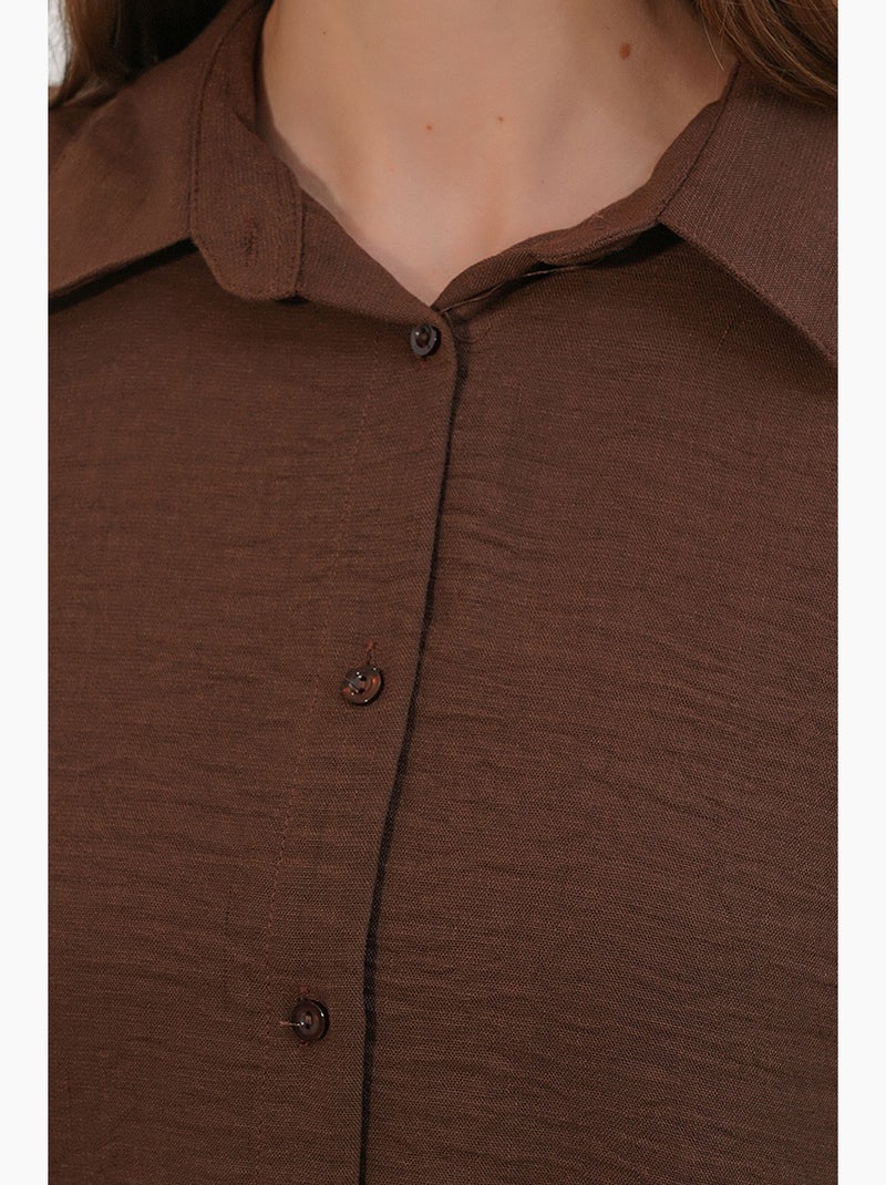 Camisa de manga larga bordada con cierre de botones bdart Marrón - Kiabi