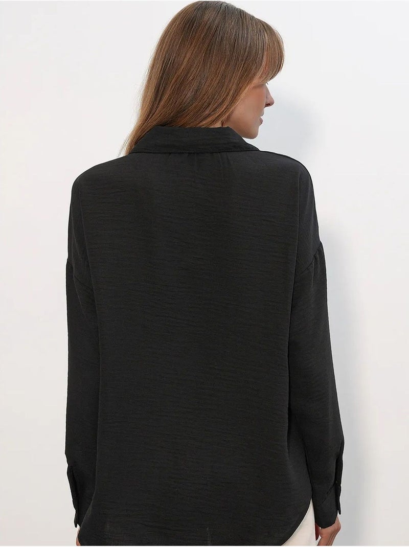 Camisa de manga larga bordada con cierre de botones bdart Negro - Kiabi