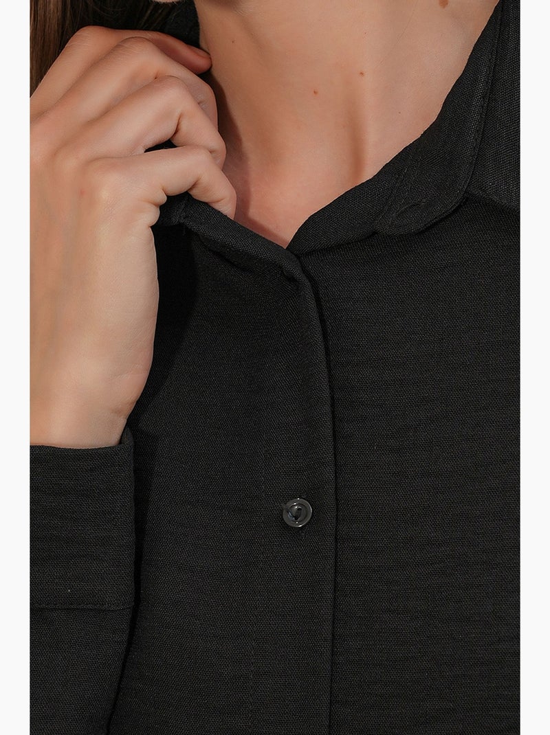 Camisa de manga larga bordada con cierre de botones bdart Negro - Kiabi