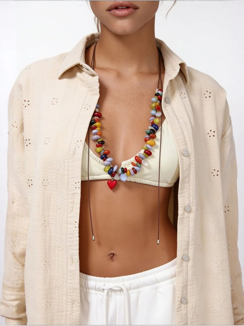 Camisa de manga larga con bordado texturizado y cierre de botones istanbul Beige arcilla - Kiabi
