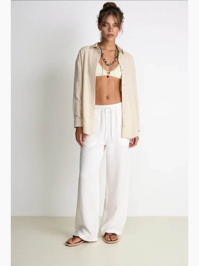 Camisa de manga larga con bordado texturizado y cierre de botones istanbul Beige arcilla - Kiabi