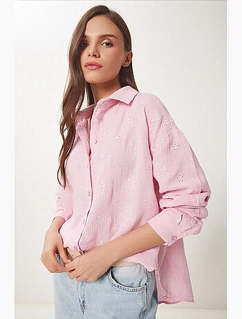 Camisa de manga larga con bordado texturizado y cierre de botones istanbul