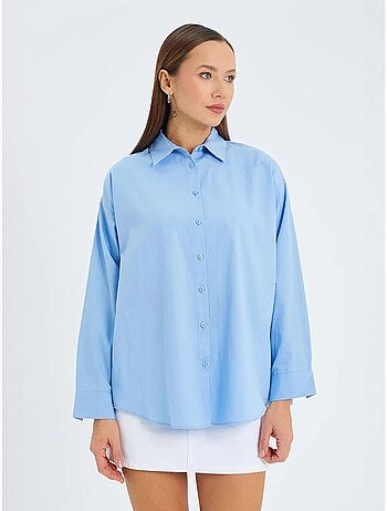 Camisa de manga larga con botones de algodón mixray