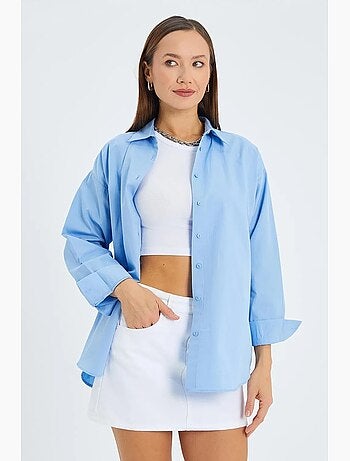 Camisa de manga larga con botones de algodón mixray