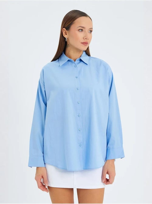 Camisa de manga larga con botones de algodón mixray - Kiabi Camisa de manga larga con botones de algodón mixray - Kiabi
