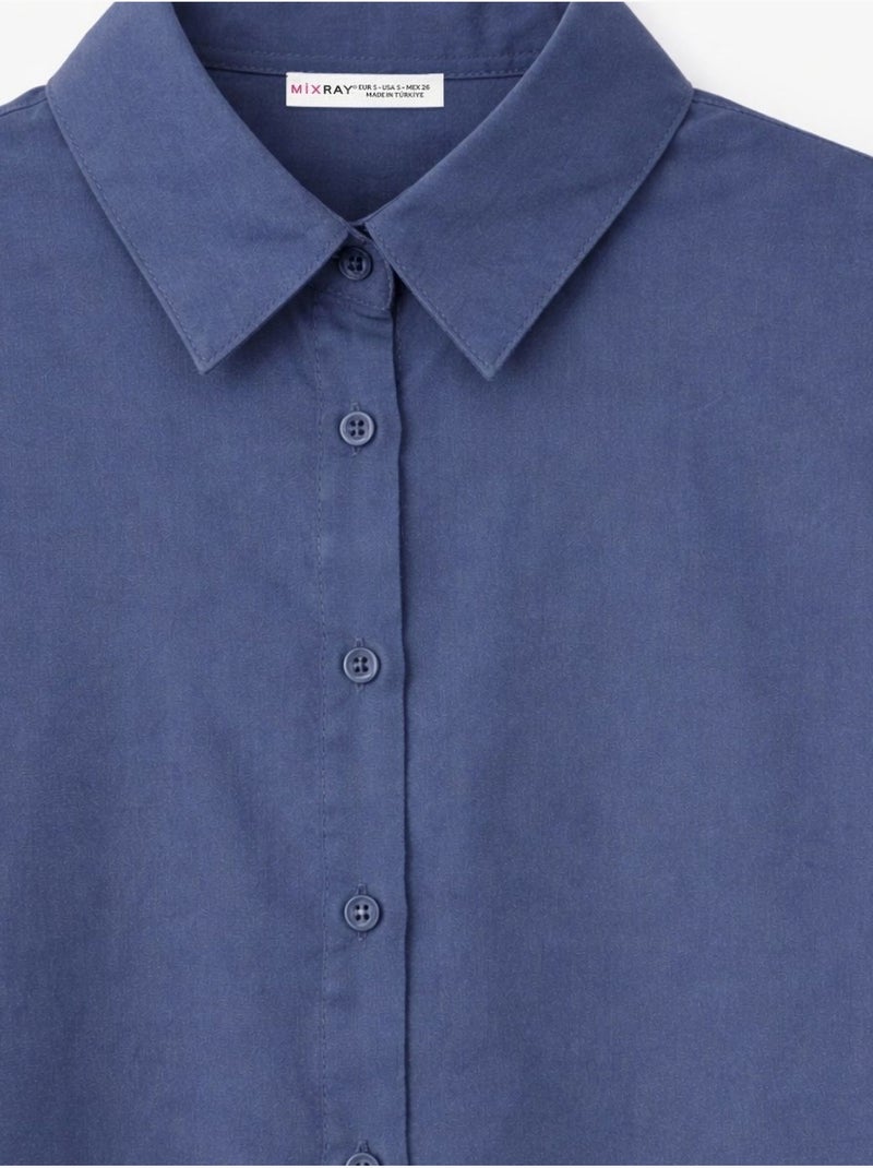 Camisa de manga larga con botones de algodón mixray Azul marino - Kiabi