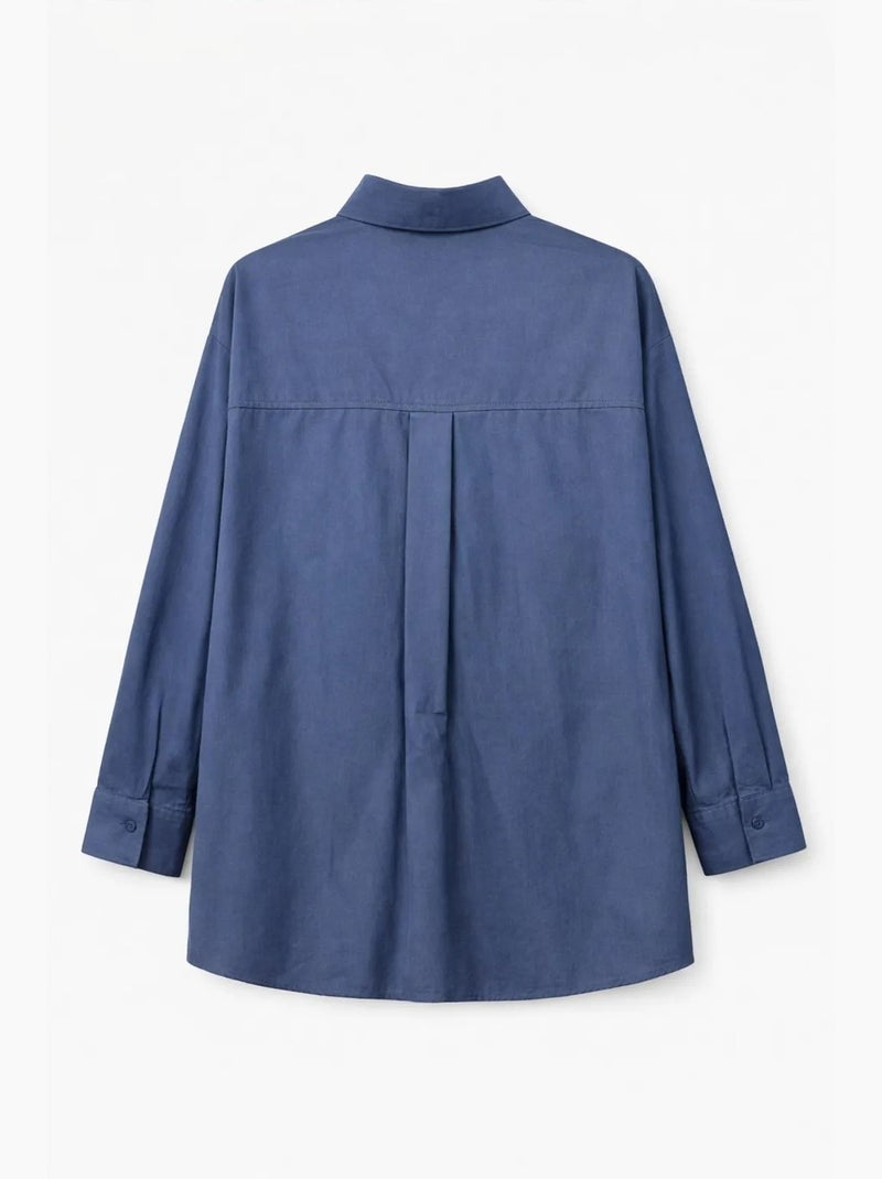 Camisa de manga larga con botones de algodón mixray Azul marino - Kiabi