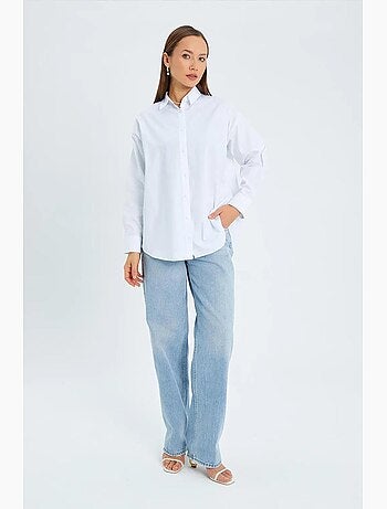 Camisa de manga larga con botones de algodón mixray