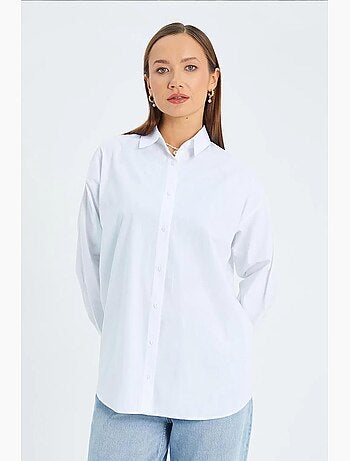 Camisa de manga larga con botones de algodón mixray