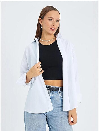 Camisa de manga larga con botones de algodón mixray