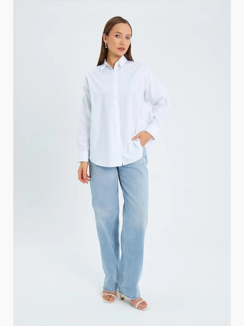 Camisa de manga larga con botones de algodón mixray Blanco - Kiabi
