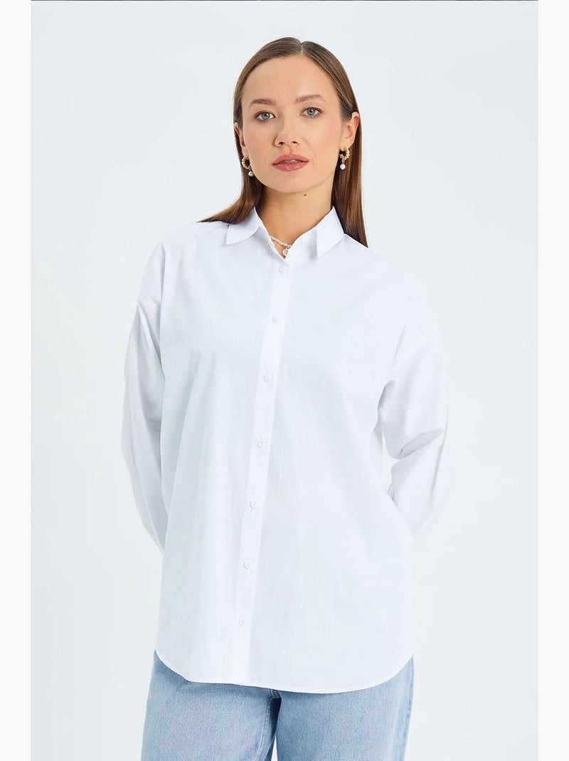 Camisa de manga larga con botones de algodón mixray Blanco - Kiabi
