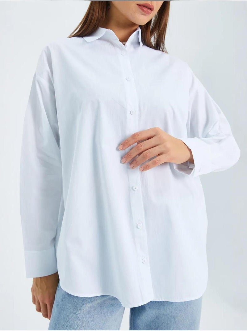 Camisa de manga larga con botones de algodón mixray Blanco - Kiabi