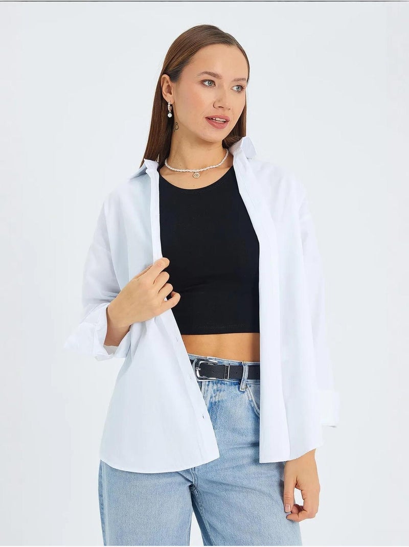 Camisa de manga larga con botones de algodón mixray Blanco - Kiabi