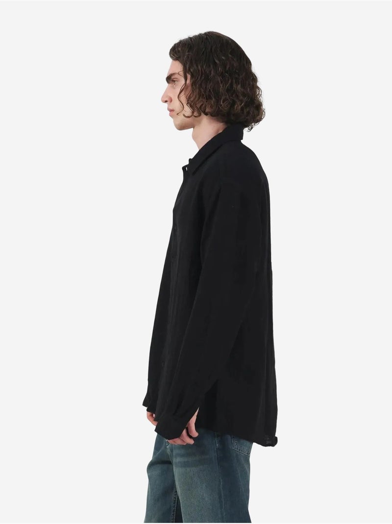 Camisa de manga larga con botones texturizada giesto Negro - Kiabi