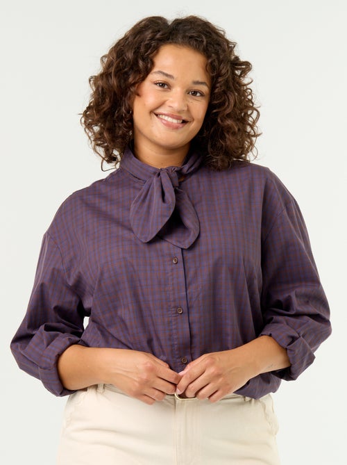 Camisa de manga larga con cuello lavallière - Kiabi Camisa de manga larga con cuello lavallière - Kiabi
