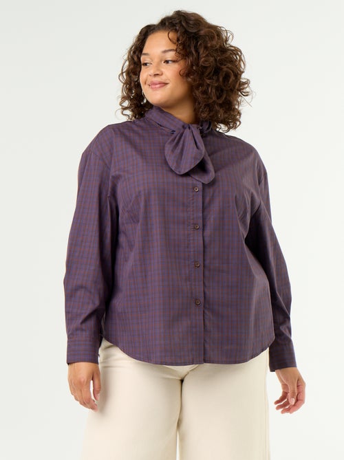 Camisa de manga larga con cuello lavallière - Kiabi Camisa de manga larga con cuello lavallière - Kiabi