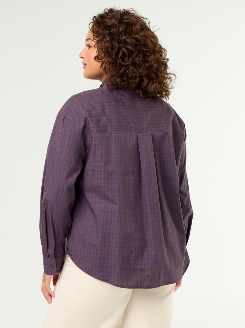Camisa de manga larga con cuello lavallière Marron - Kiabi