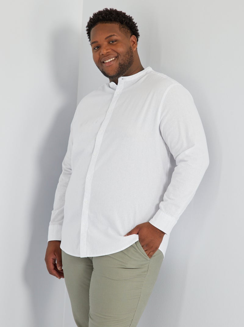 Camisa de manga larga con cuello mao Blanco - Kiabi