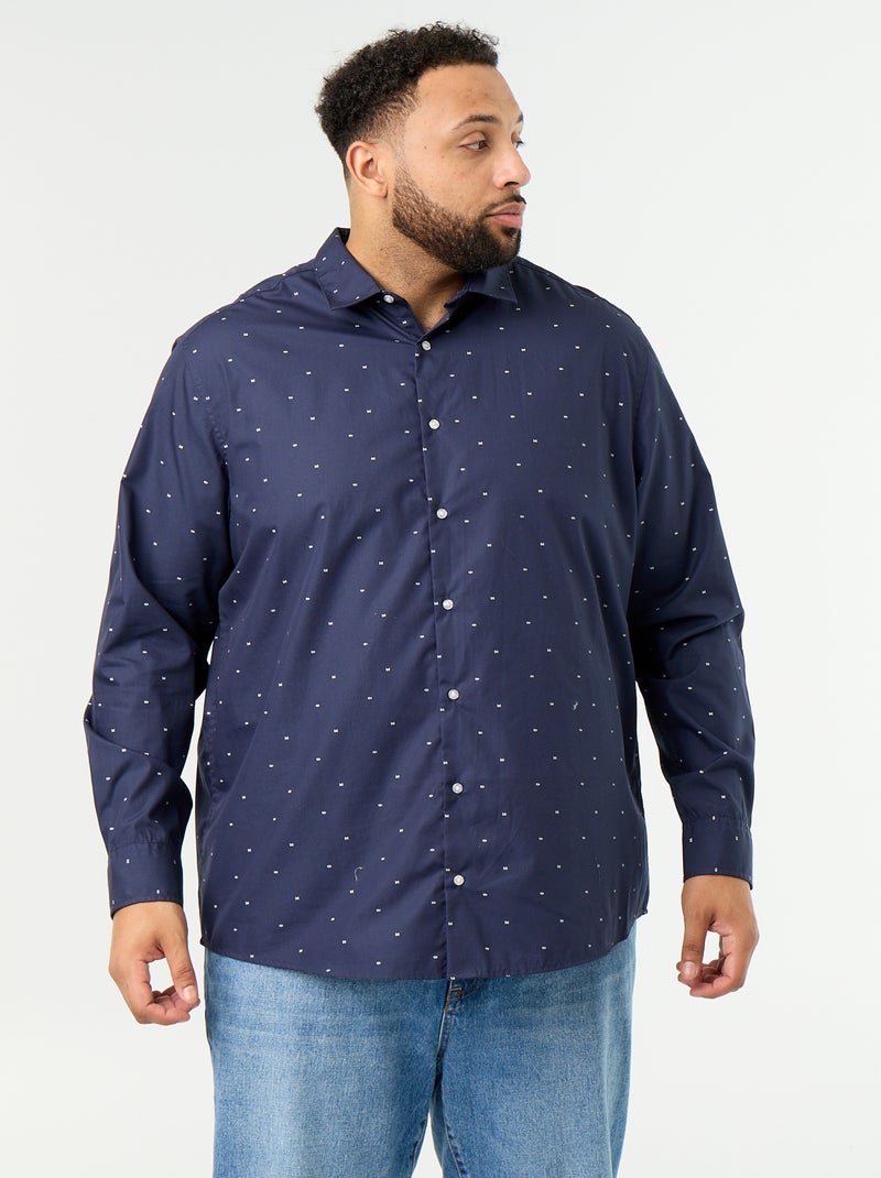 Camisa de manga larga con estampado Azul - Kiabi