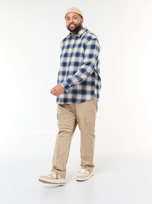 Camisa de manga larga con estampado de cuadros - Kiabi